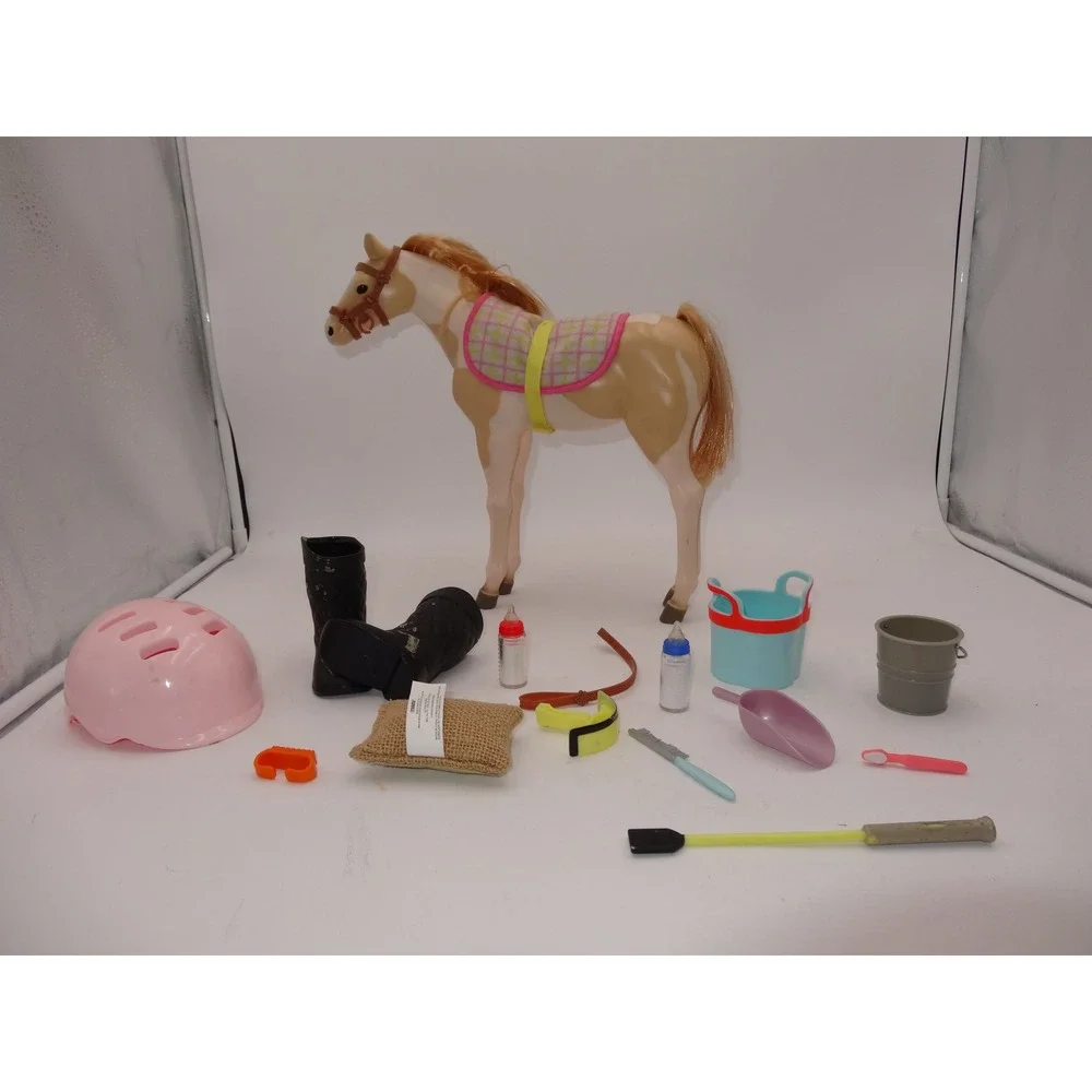Our Generation Foal Horse Toy Set with Accessories Pink Helmet Boots
